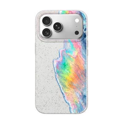iPhone 17 Pro Case - Rainbow Wave White - "WaveOfPride" - sustainable