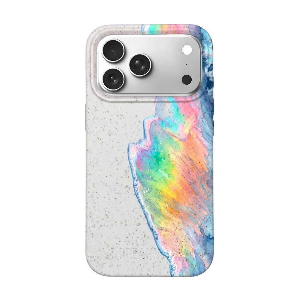 iPhone 17 Pro Max Case - Rainbow Wave White - "WaveOfPride" - Sustainable