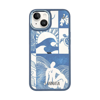 iPhone 14 Case - Line Art Ocean - "Waves of Balance" - sustainable