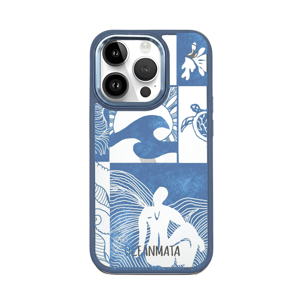 iPhone 14 pro max case - Line Art Ocean - "Waves of Balance" - sustainable