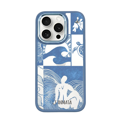 iPhone 15 pro case - Line Art Ocean - "Waves of Balance" - sustainable