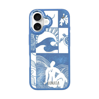 iPhone 16 Case - Line Art Ocean - "Waves of Balance" - sustainable