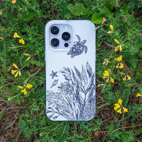 Biologisch abbaubare Handyhülle Samsung S24 Whitesilentwaves — kompostierbar — Bonus