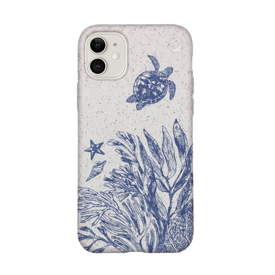iPhone 11 Case - White Turtles - "White Silent Waves" - sustainable
