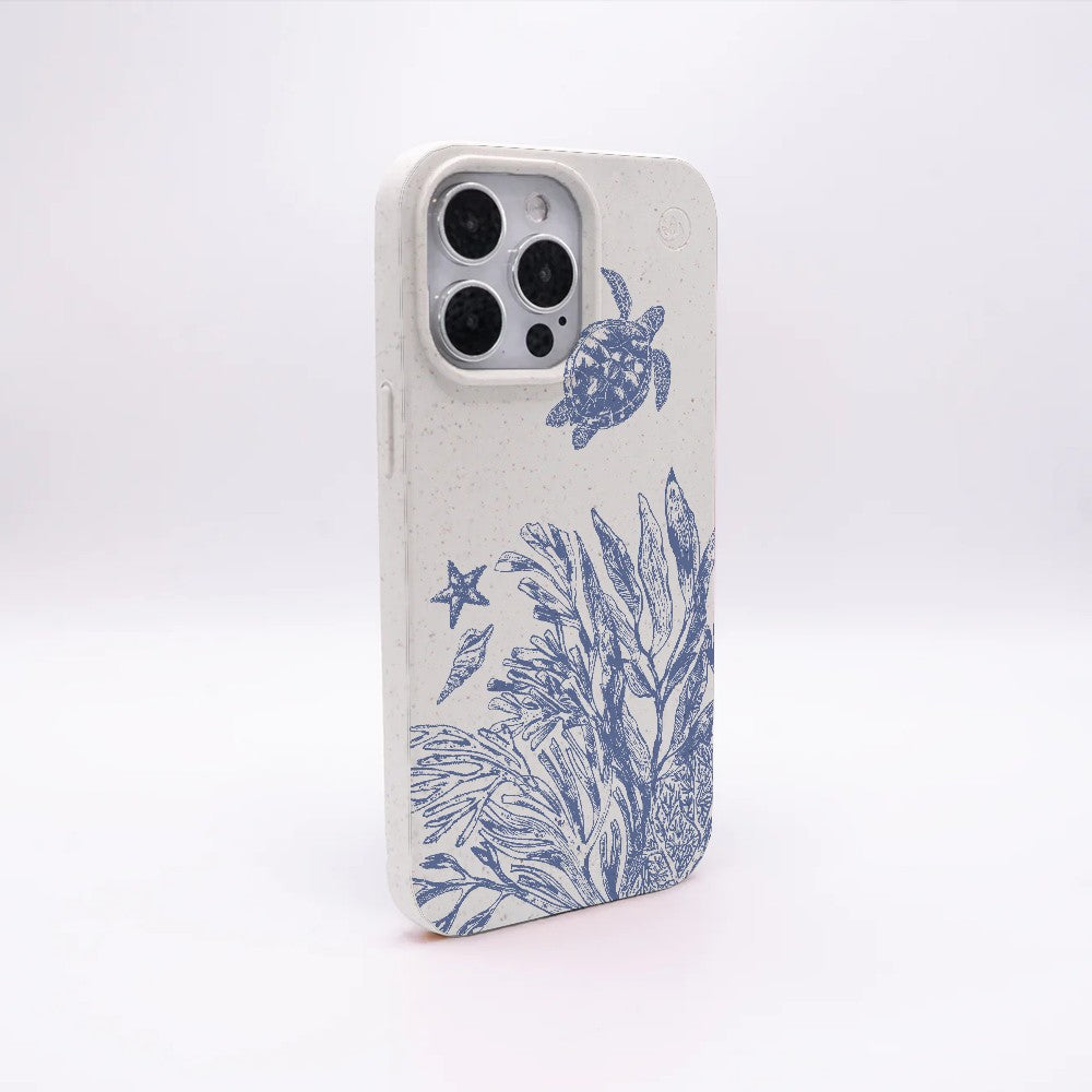 iPhone 12 mini Case - Turtles White - "White Silent Waves" - sustainable