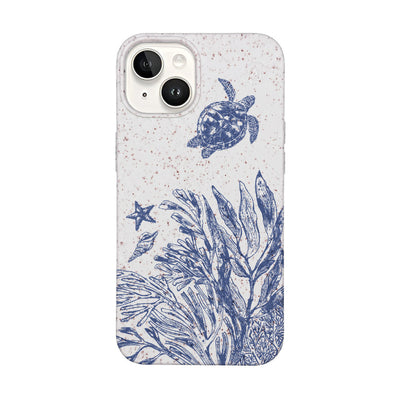 iPhone 14 Case - White Turtles - "White Silent Waves" - sustainable