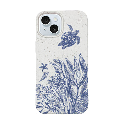 iPhone 15 Case - Turtles white - "White Silent Waves" - sustainable