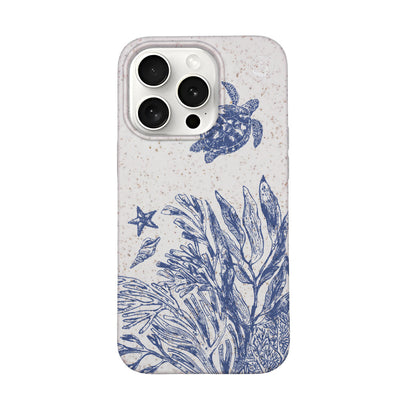 iPhone 15 Pro Max Case - White Turtles - "White Silent Waves" - Sustainable