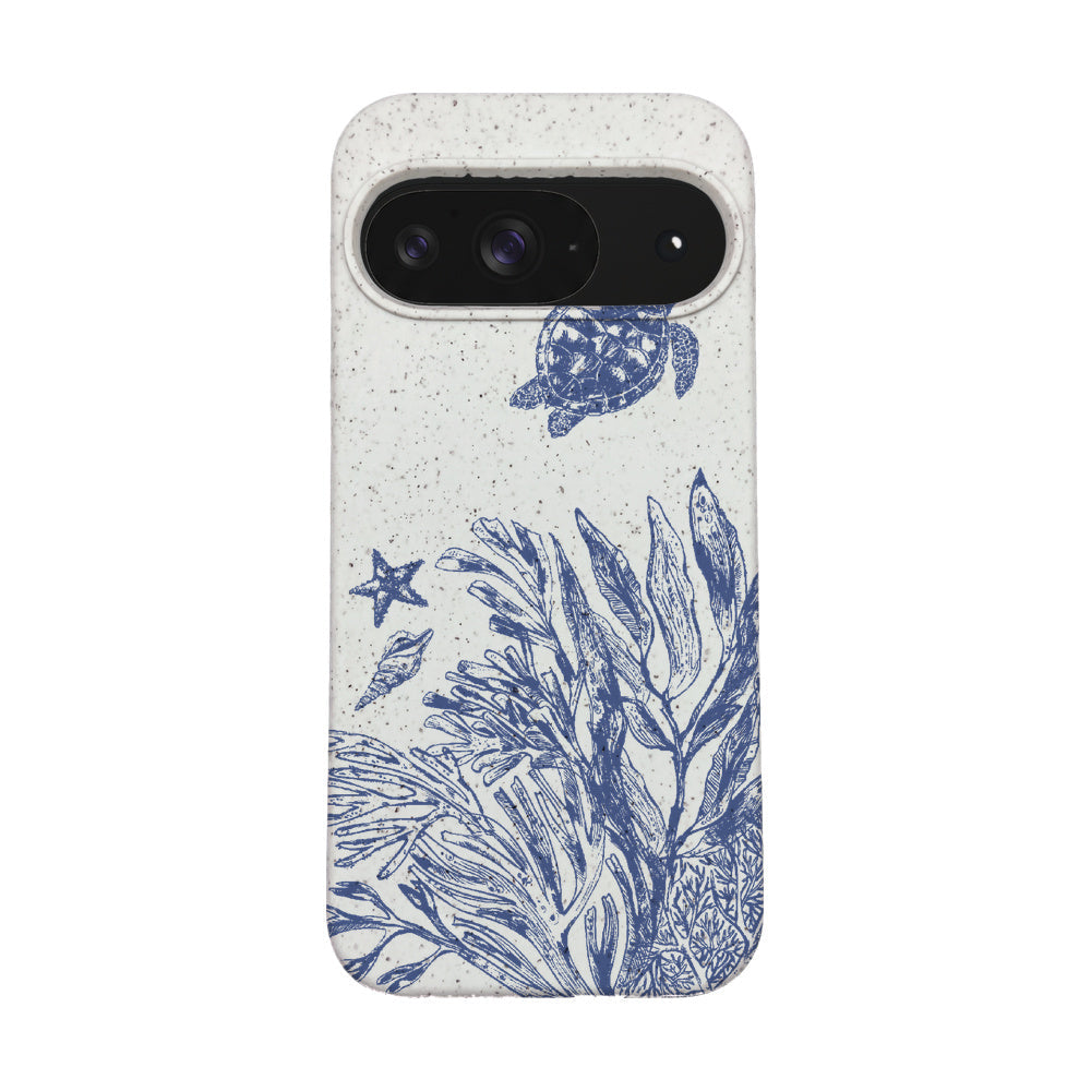 Biologisch abbaubare Handyhülle Google Pixel 9 / 9 Pro Whitesilentwaves — kompostierbar — Vorderseite