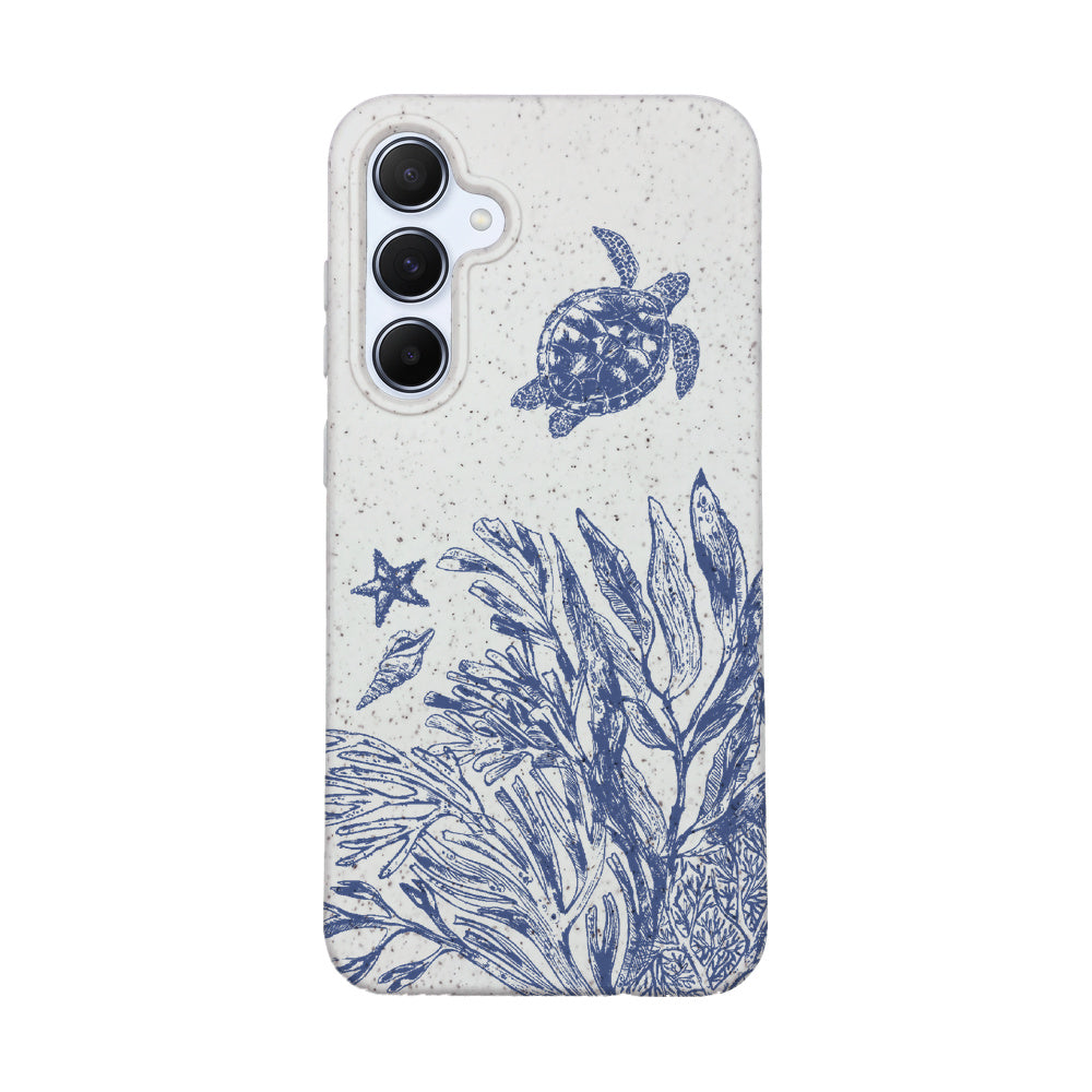 Samsung A55 Case - Turtles White - "White Silent Waves" - sustainable