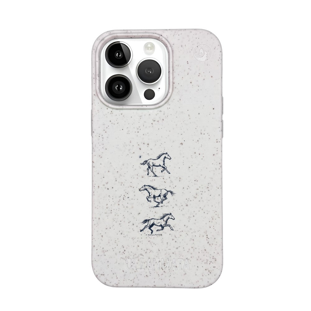 iPhone 14 pro max Hülle - Pferd weiß - "wild" - nachhaltig