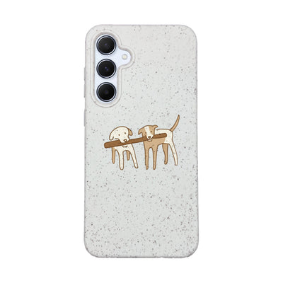 Samsung A55 Case - Dogs white - "Woof" - sustainable